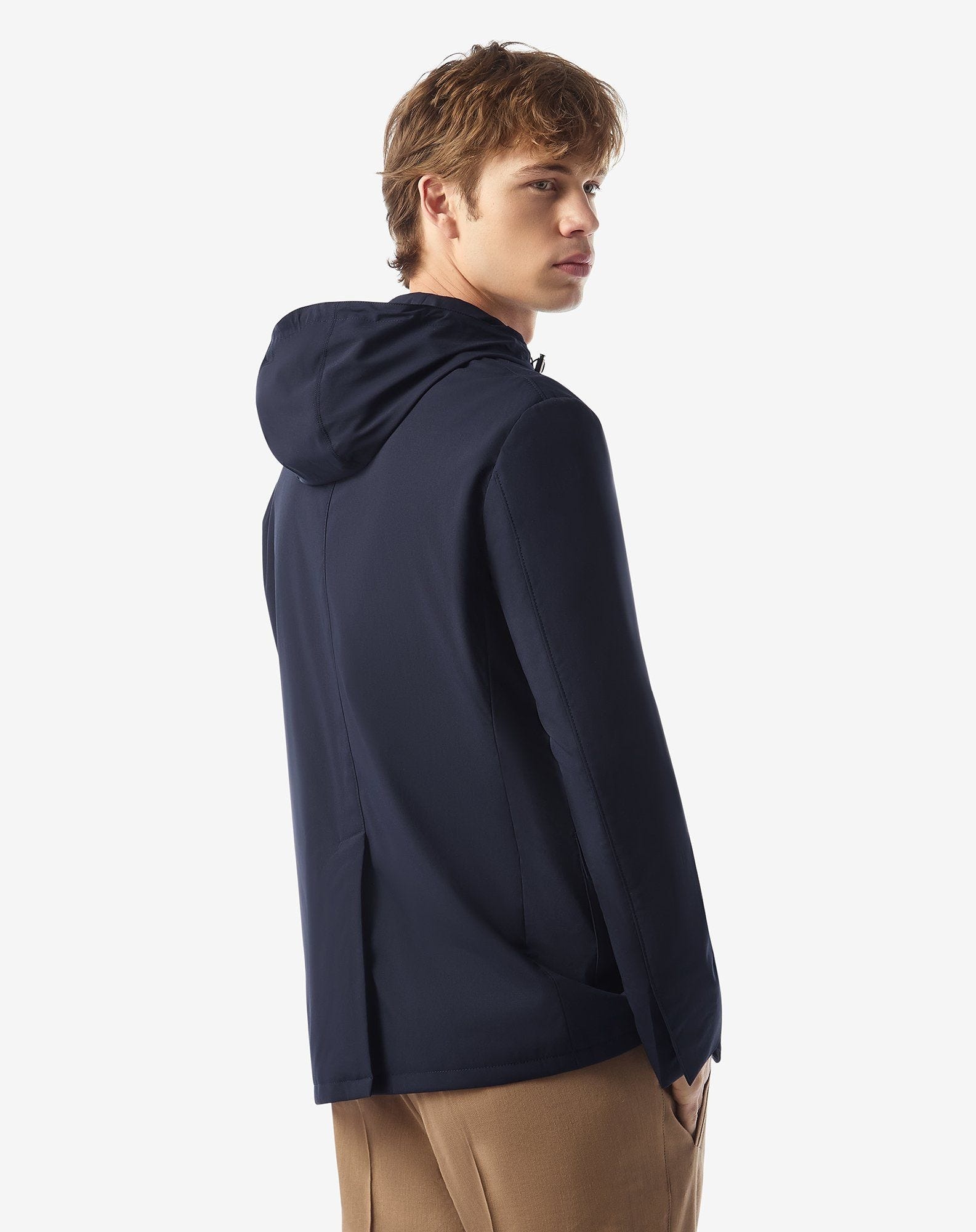 Dark blue technical wool fabric jacket - 3