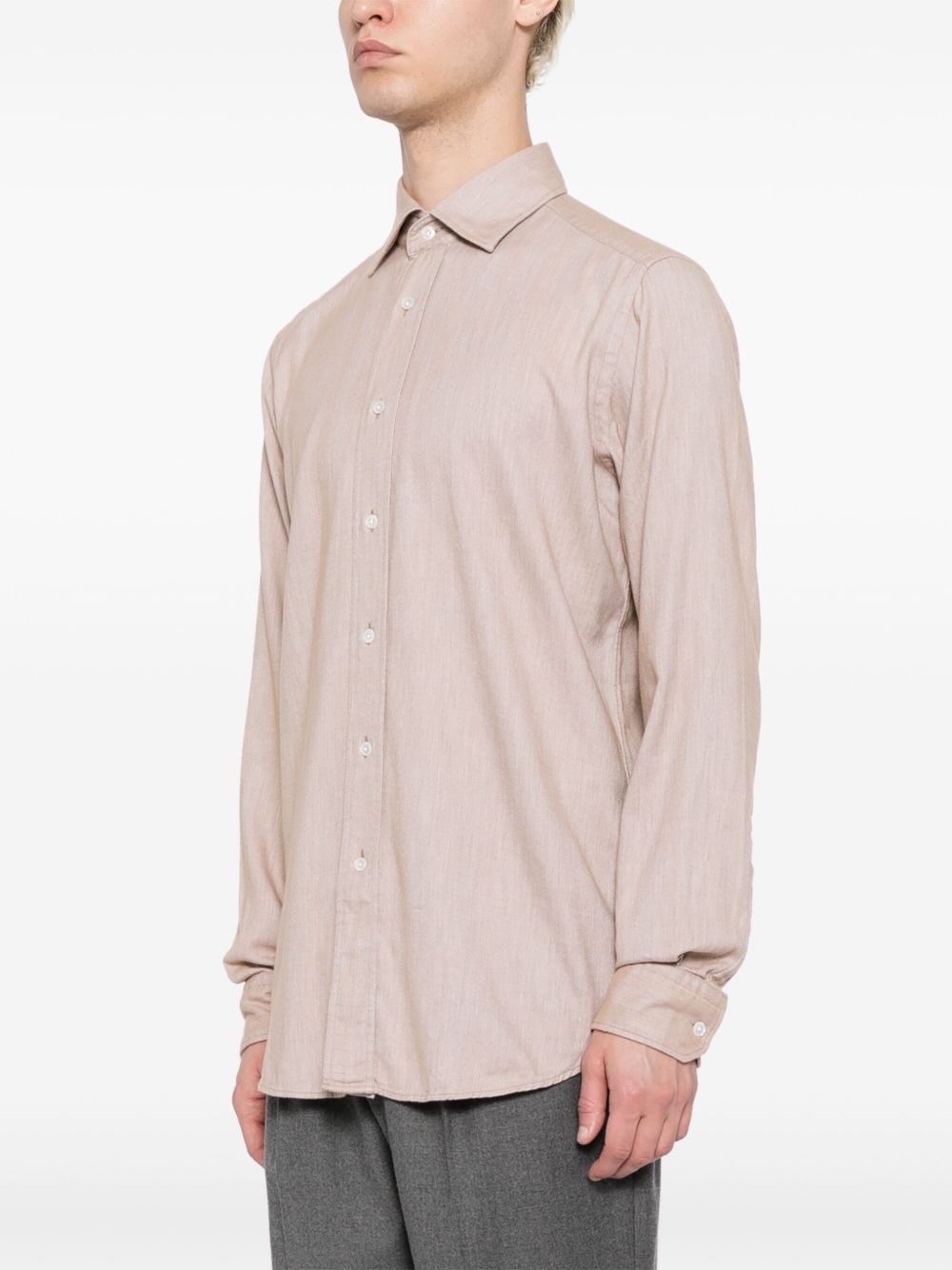 mélange-effect spread-collar shirt - 3