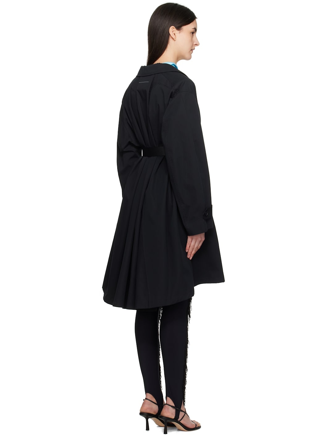 Black Spliced Trench Coat - 3