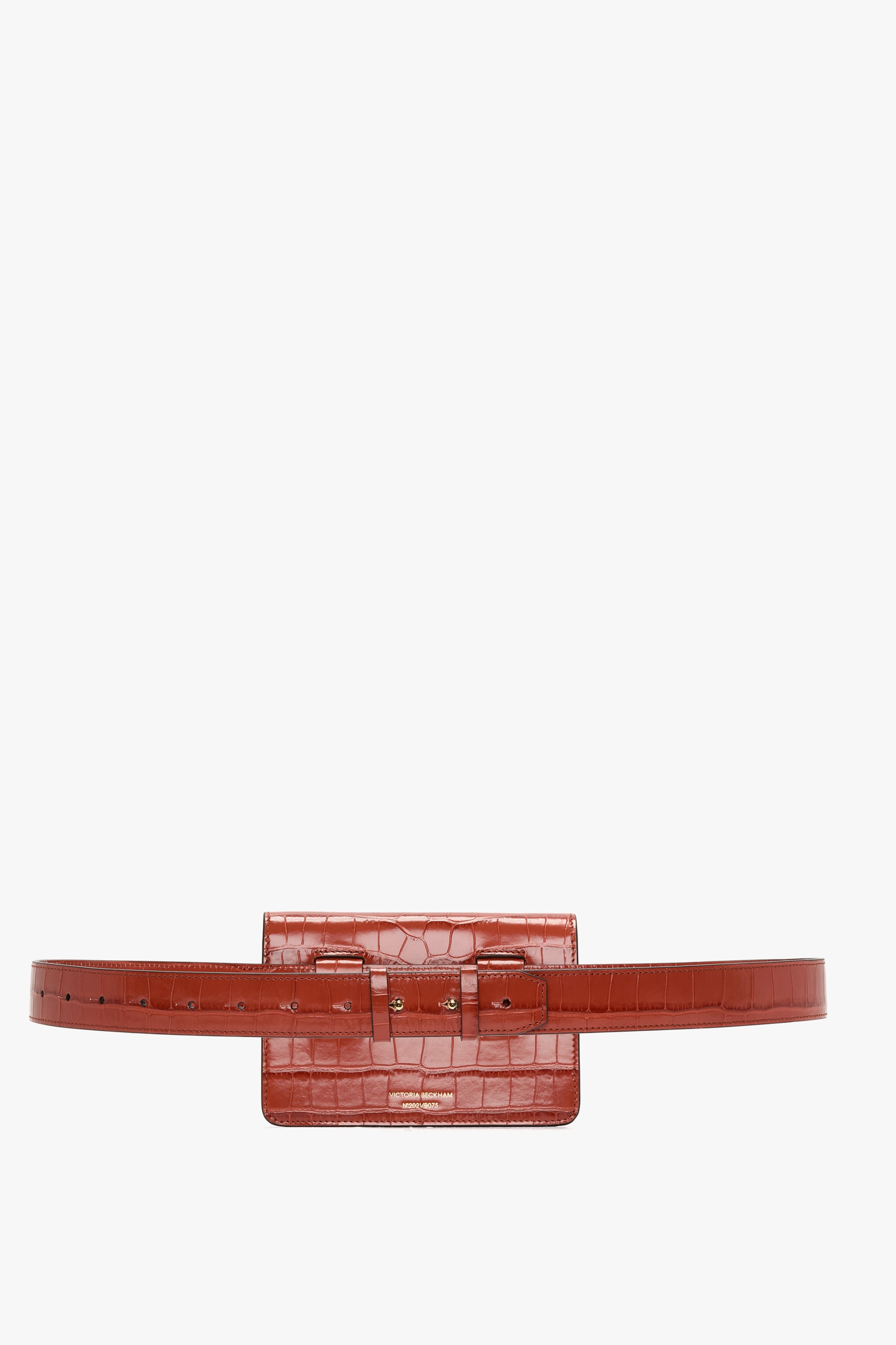Nano Dorian Belt Bag In Brick Red Croc Embossed Leather - 4
