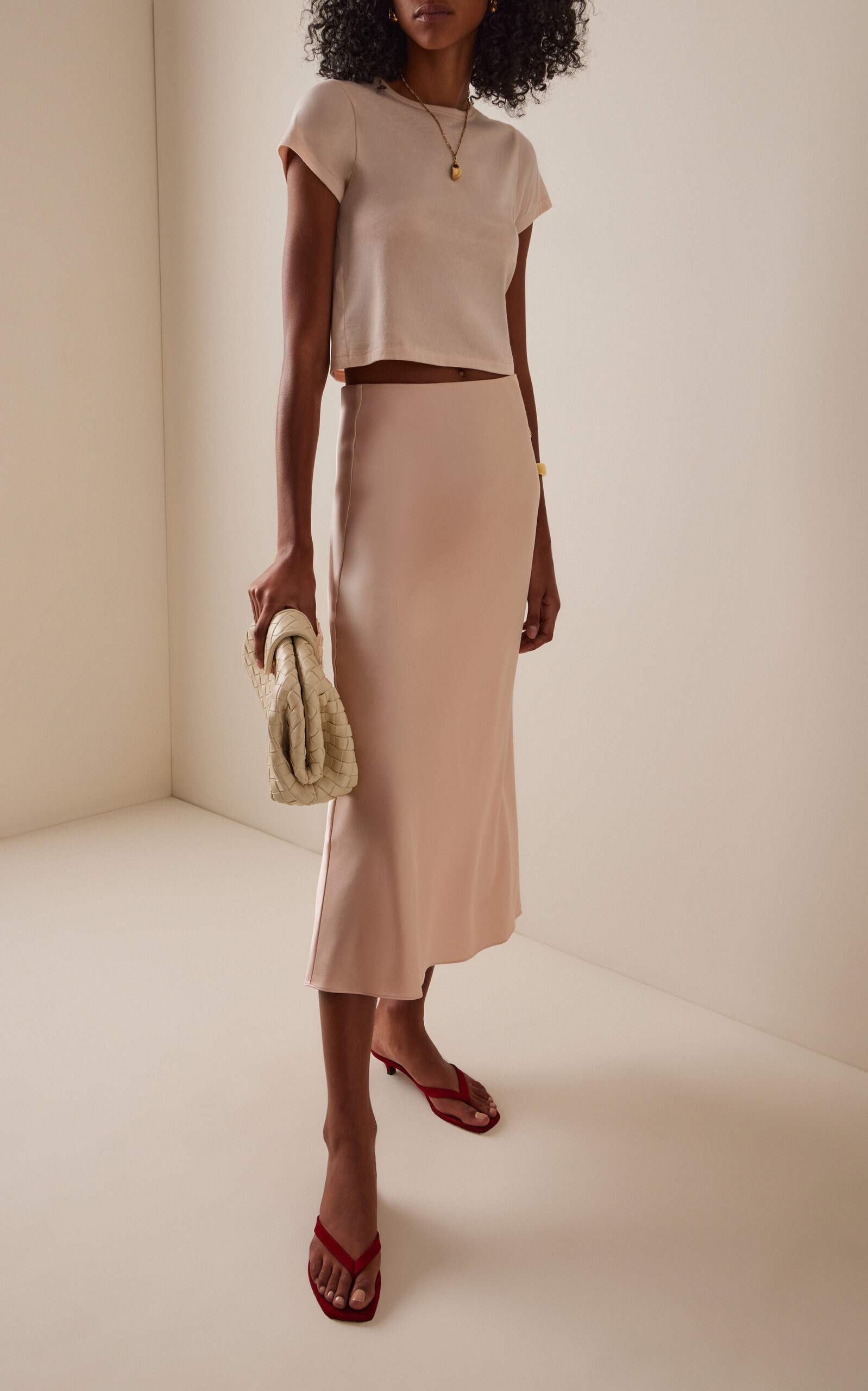 Camila Stretch-Silk Midi Skirt pink - 2
