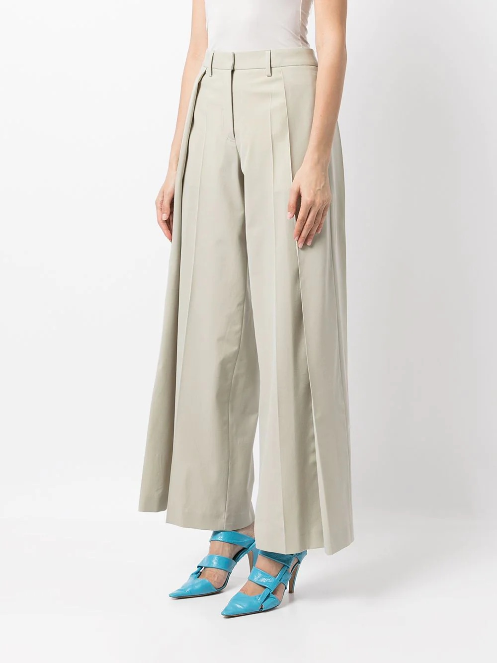side-pleat panelled trousers - 3