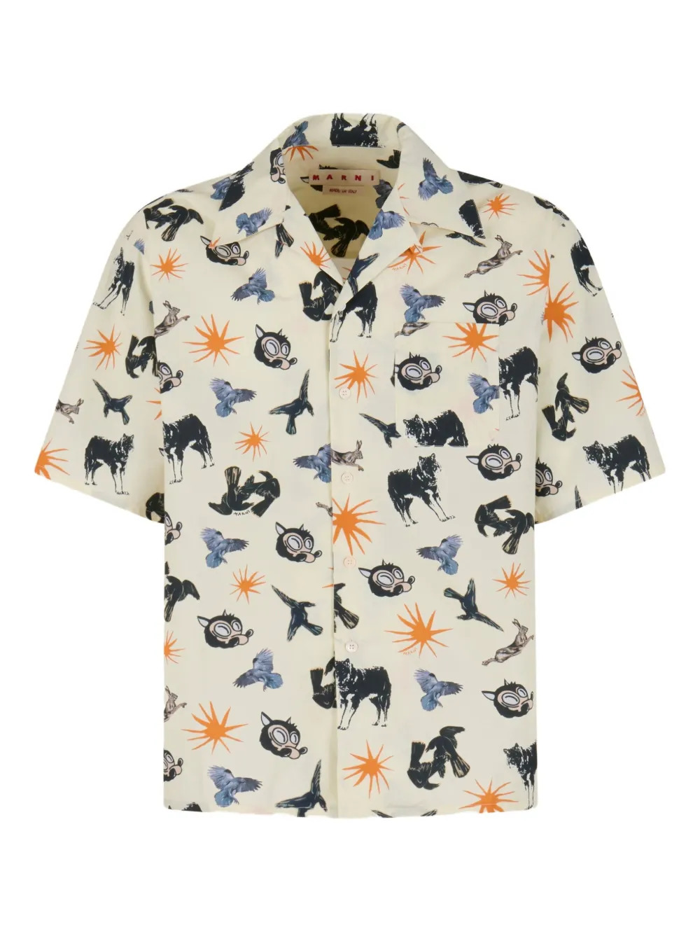 MARNI - Men Print Poplin Bowling Shirt - 5