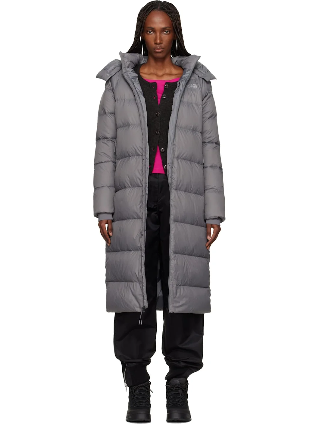 Gray City Long Hooded Down Jacket - 1