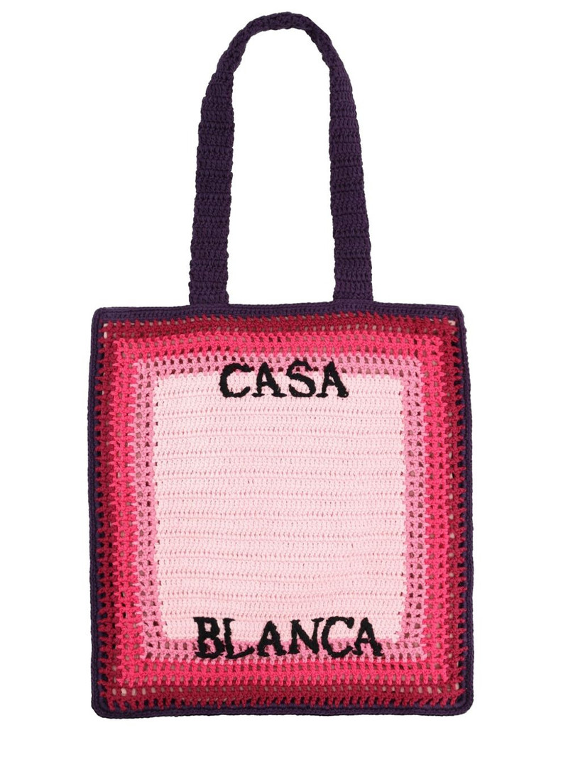 CASABLANCA square-shaped crochet tote bag outlook