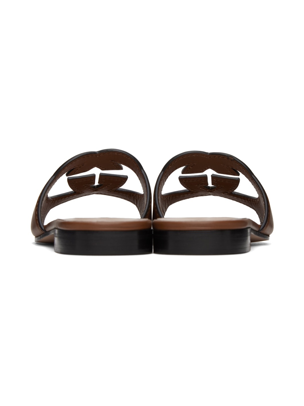 Brown Interlocking G Flat Sandals - 2