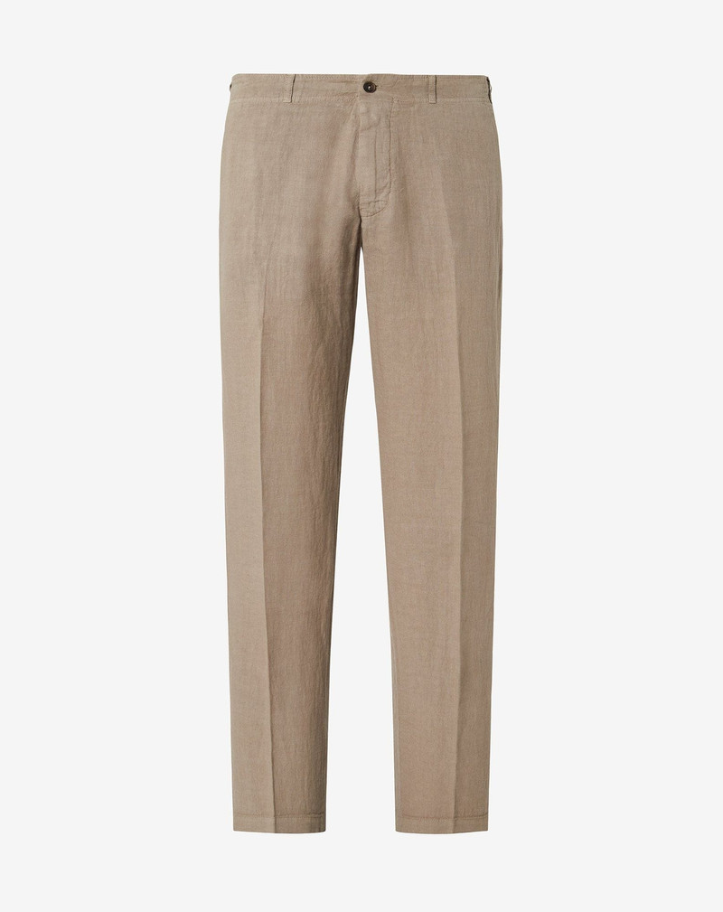 Beige pure linen trousers 1