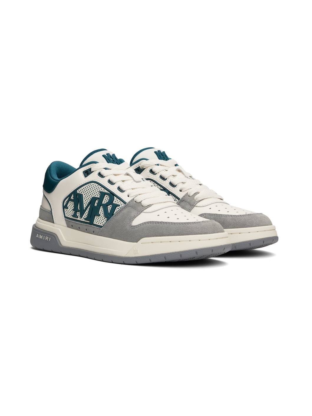 White & Green Classic Low Sneakers - 4