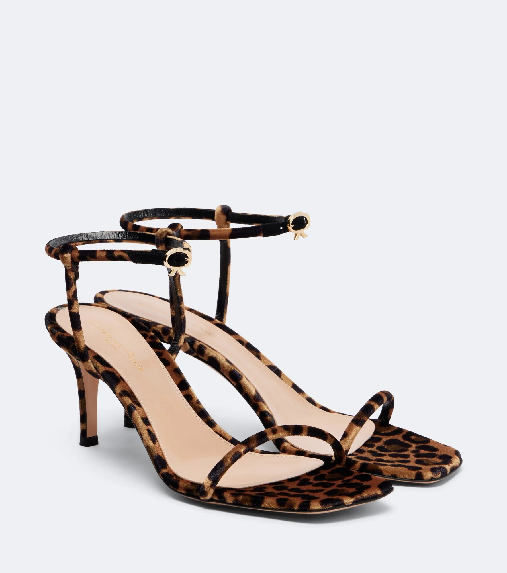 Leopard print velvet sandals - 1