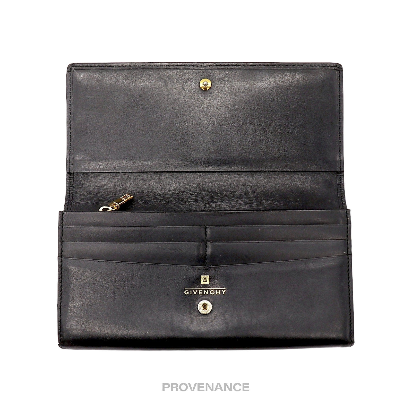 Givenchy Logo Snap Long Wallet - Black Leather - 5