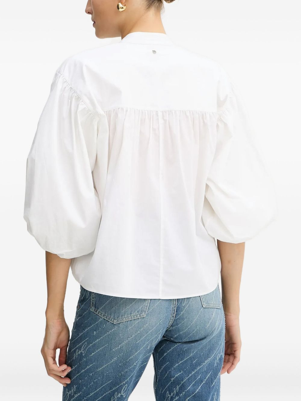 balloon-sleeve tie blouse - 3