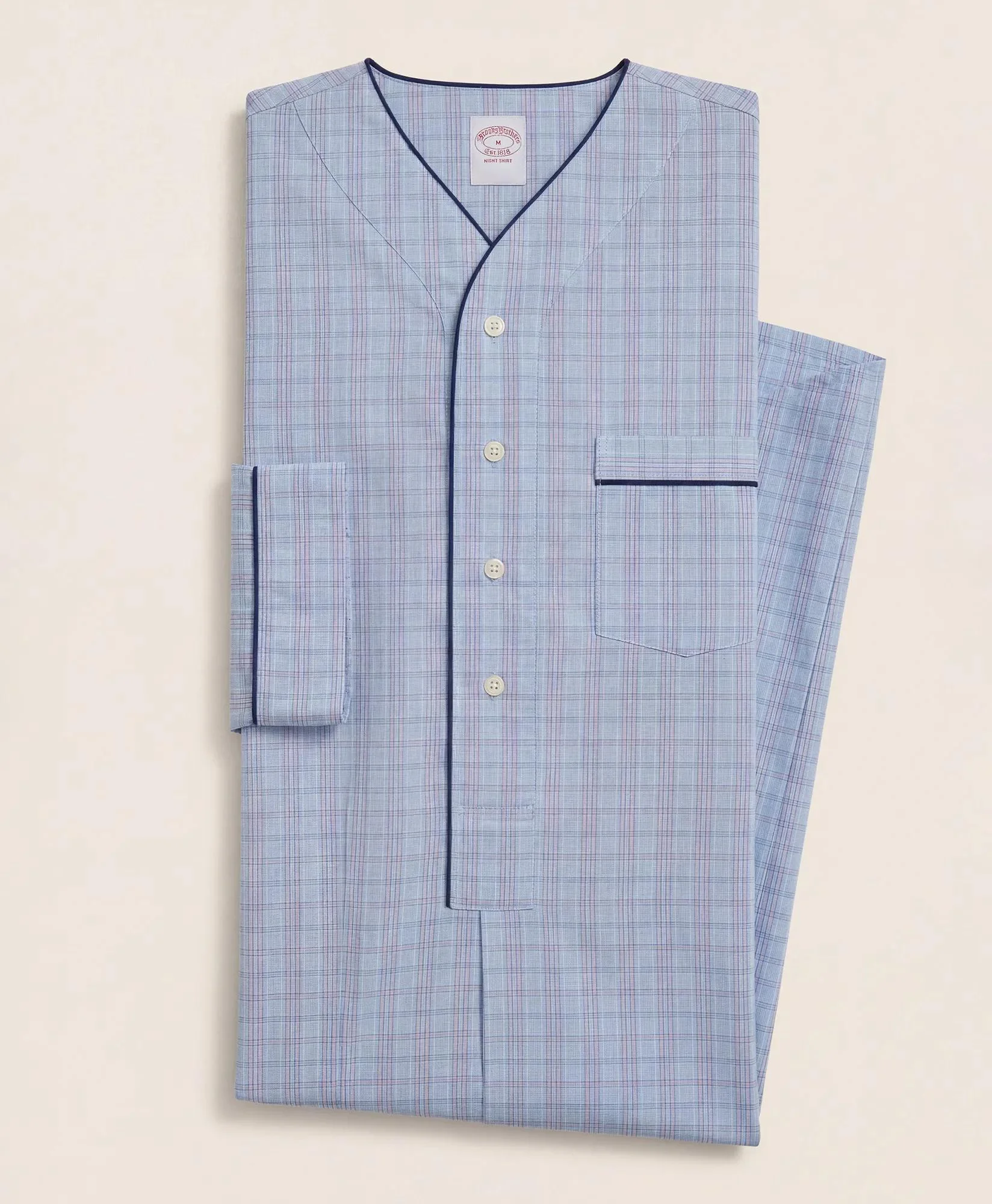 Cotton Broadcloth Glen Plaid Nightshirt - 1