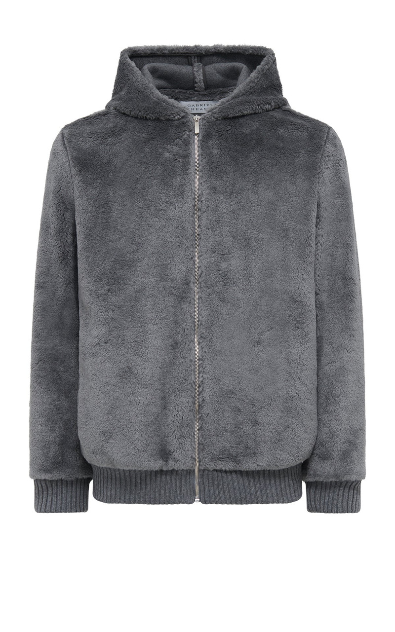 Tom Hoody Jacket in Dark Grey Virgin Wool Silk Cashmere Fur 1