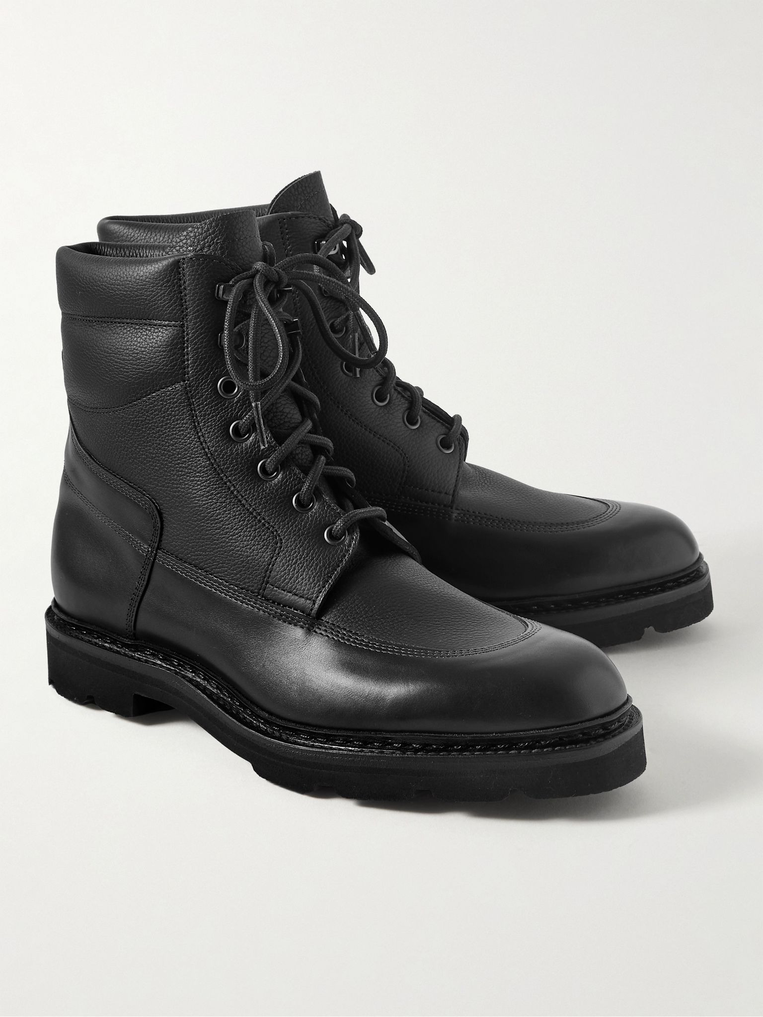 Weekend Panelled Leather Boots Black - 4