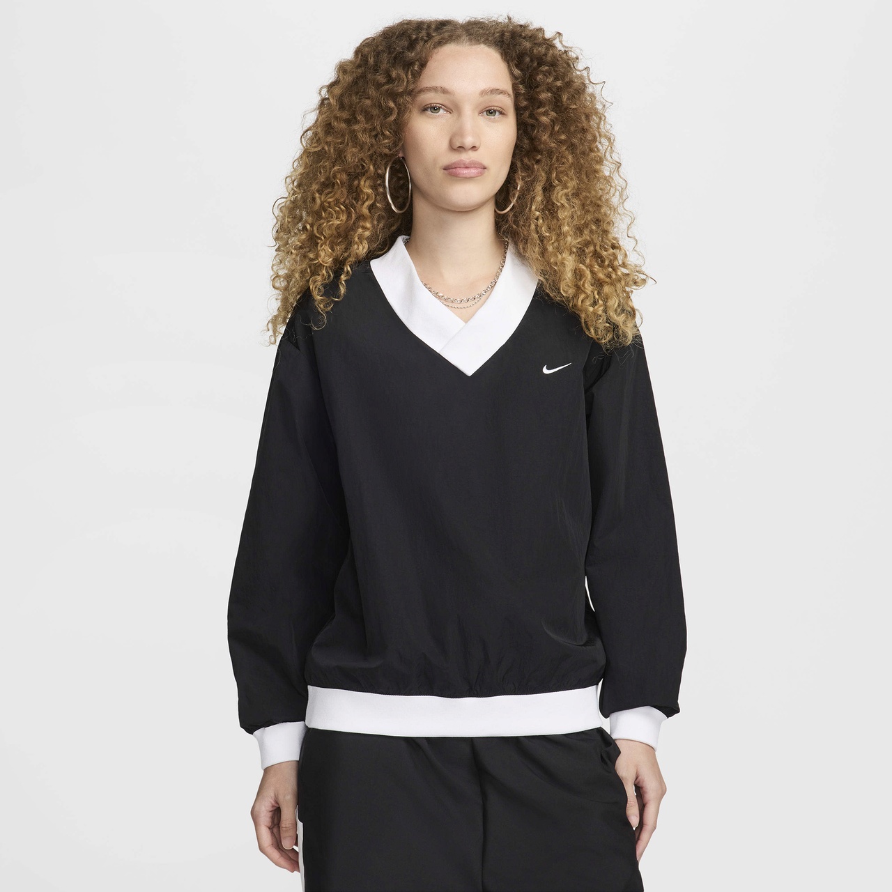 Nike Womens Nike NSW Essential Woven Long Sleeve V-Neck Crew - 1