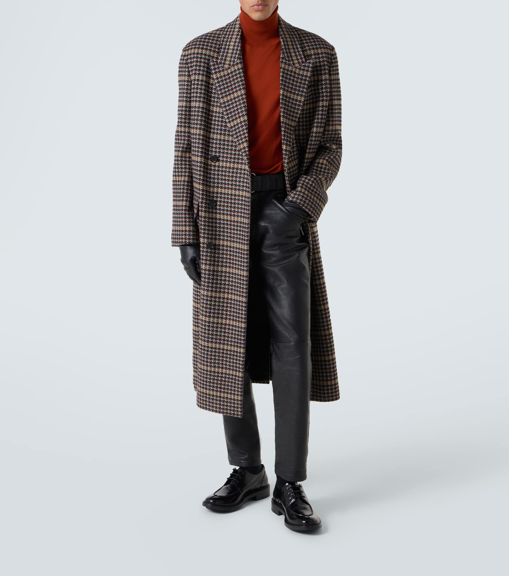 Houndstooth double-breasted wool overcoat - 2