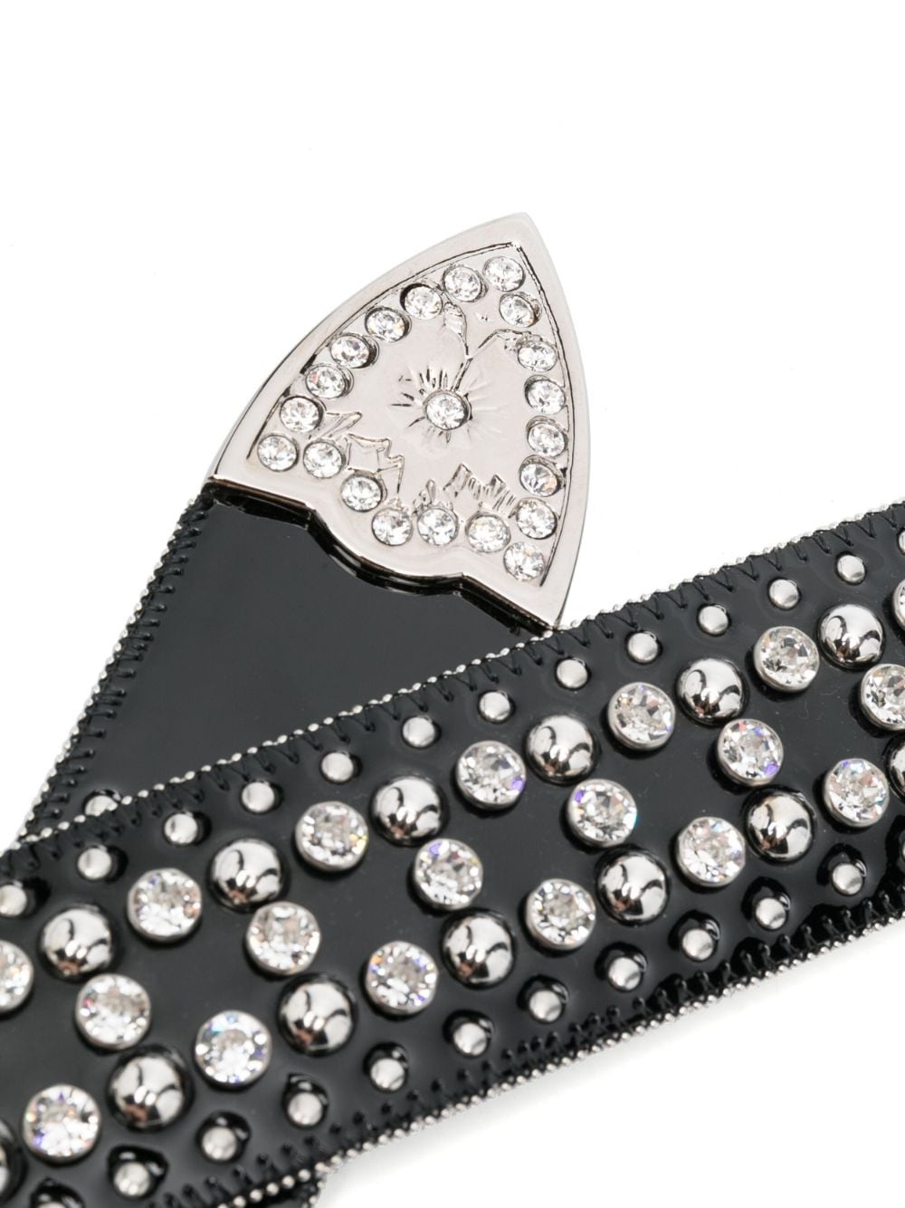 crystal-embellished leather belt - 2
