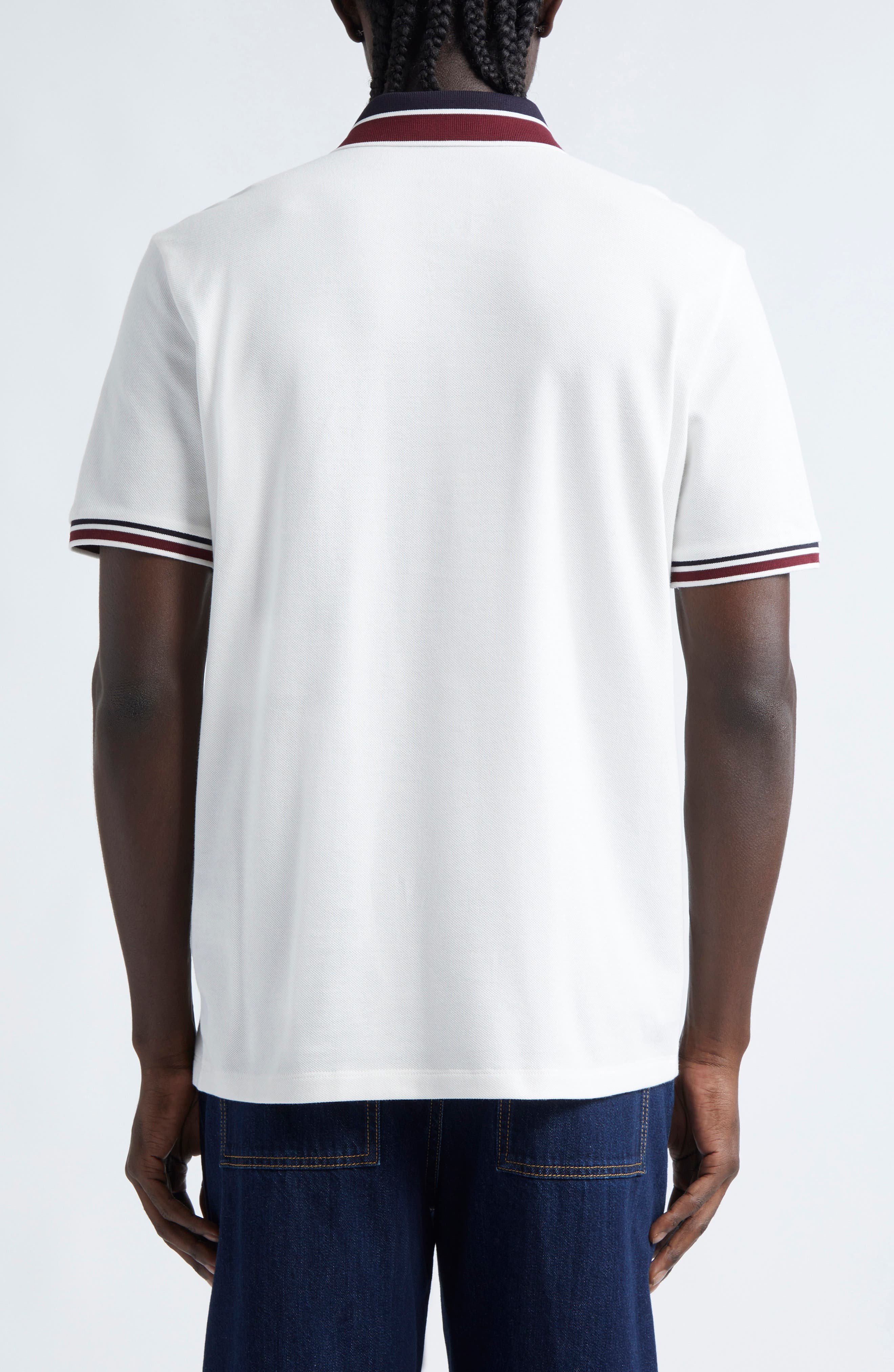 Moncler Tipped Cotton Piqué Polo in White at Nordstrom - 2