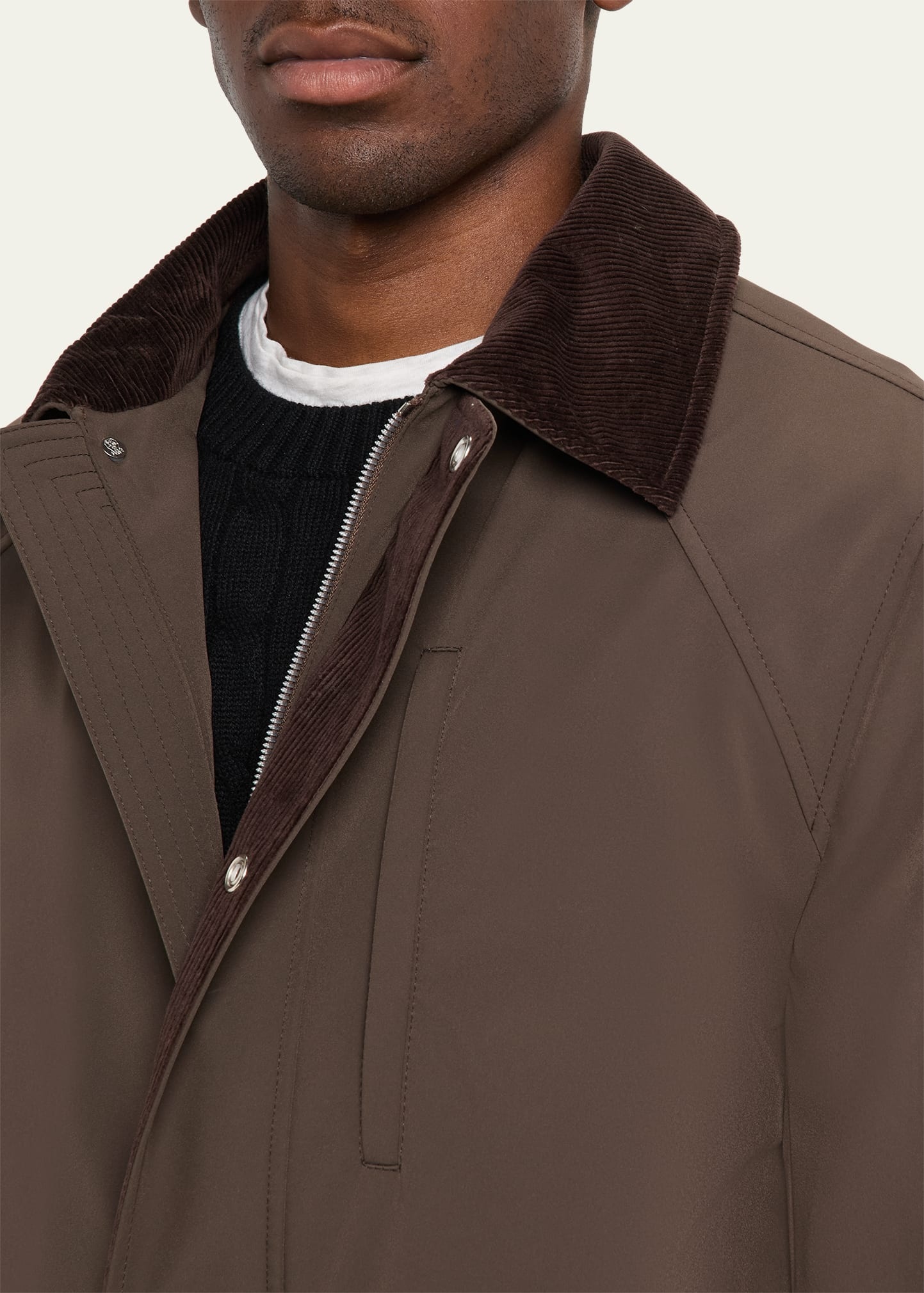 Men's Nylon Corduroy-Collar Full-Zip Jacket - 5