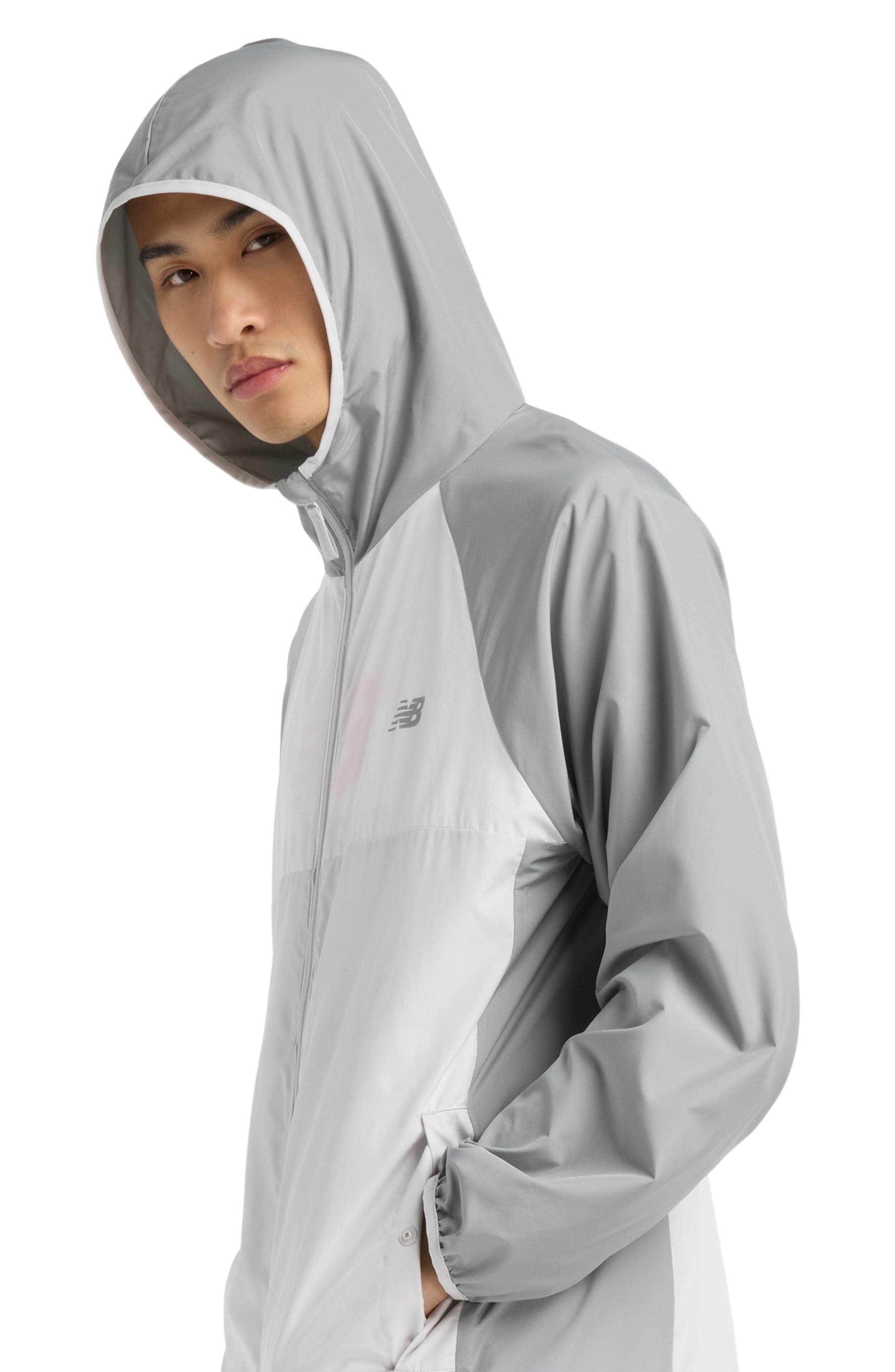 New Balance Athletics Packable Water Resistant Hooded Jacket in Slate Grey at Nordstrom - 6