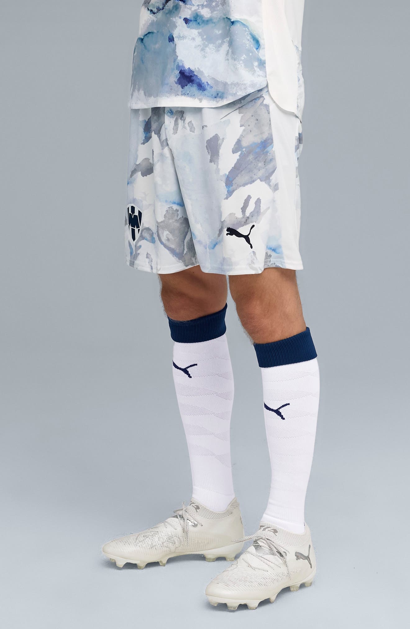 PUMA x KidSuper MTY Replica Performance Mesh Soccer Shorts in Puma White-Deep Navy at Nordstrom - 3