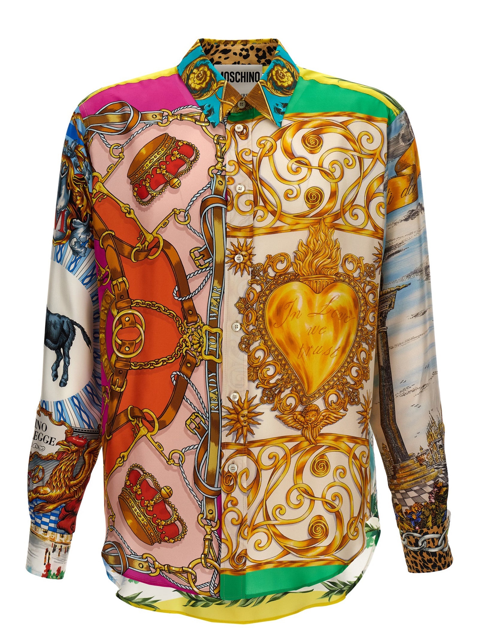 スカート MOSCHINO Printed Silk Shirt Moschino graphic-print Silk Shirt | Orange | FARFETCH