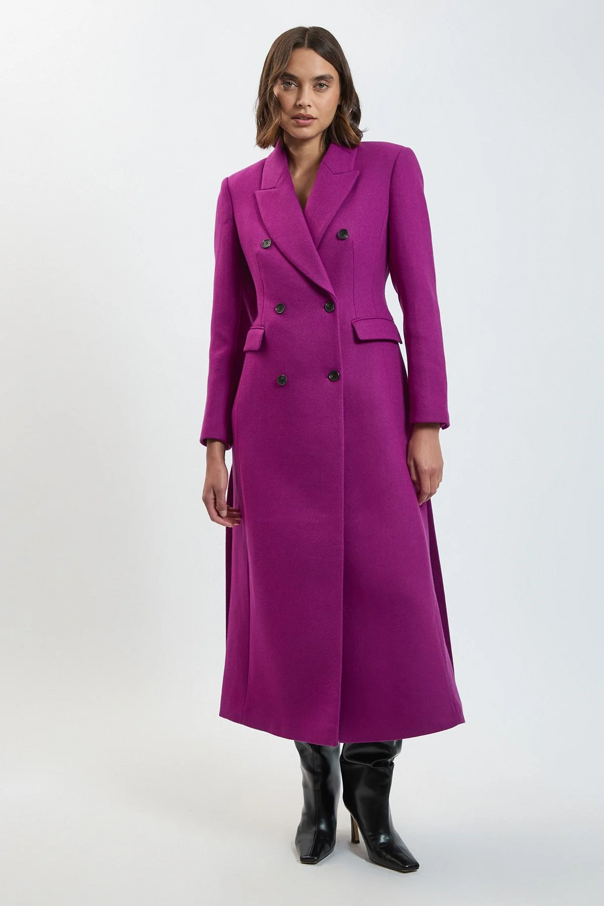 Petite Wool Double Breasted Tailored Maxi Coat - 1
