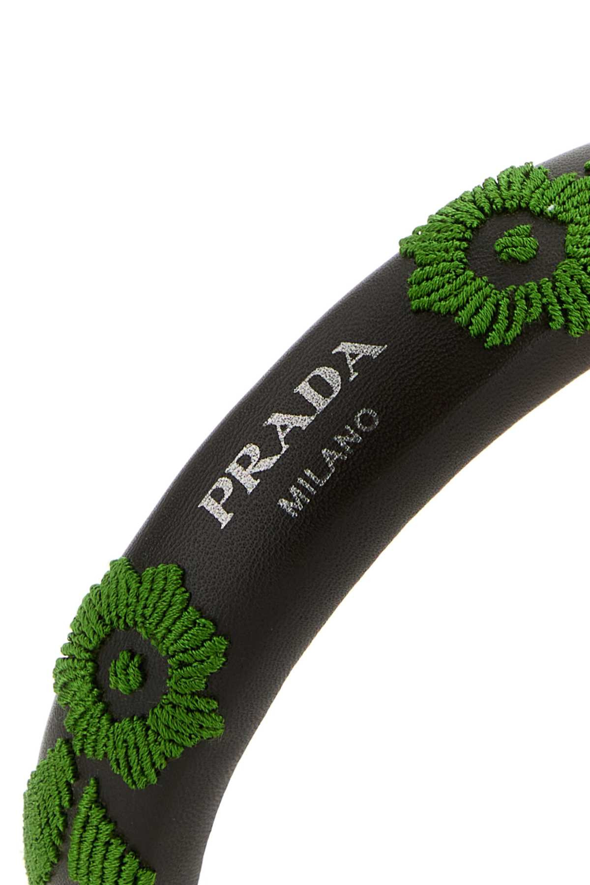 Prada Women Brown Nappa Leather Hairband - 2