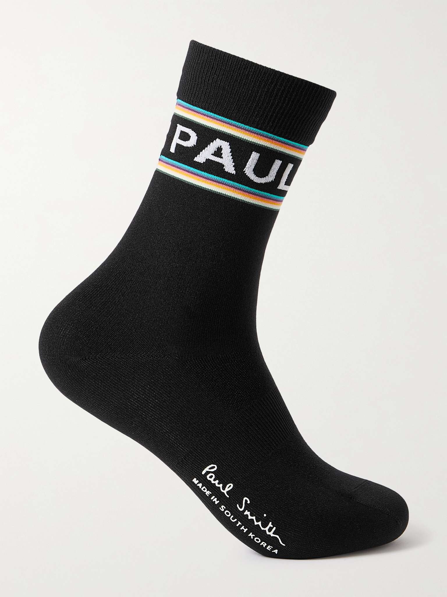 Striped Logo-Intarsia Stretch-Knit Cycling Socks - 1