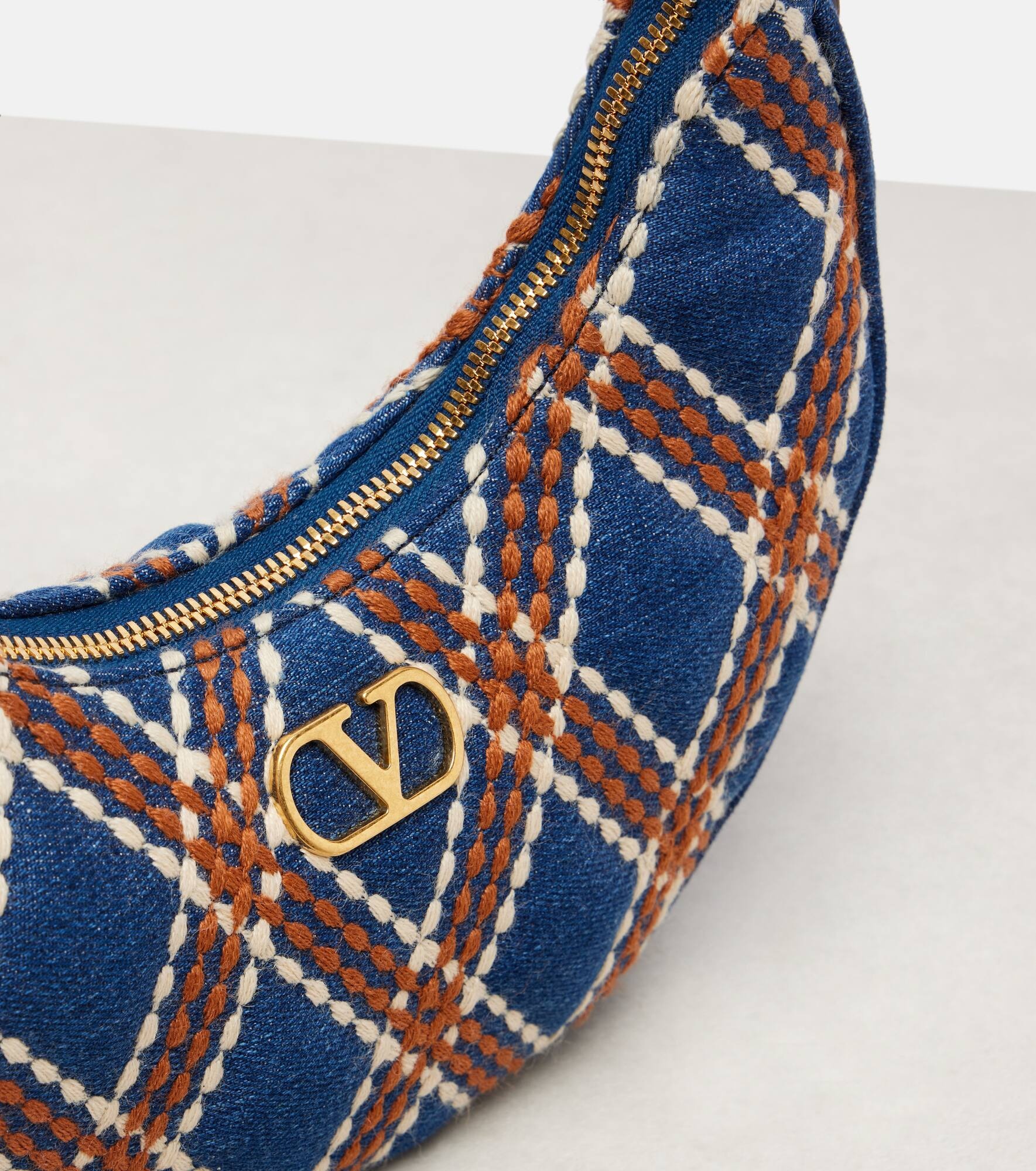 Quiltie 67 embroidered denim shoulder bag - 6