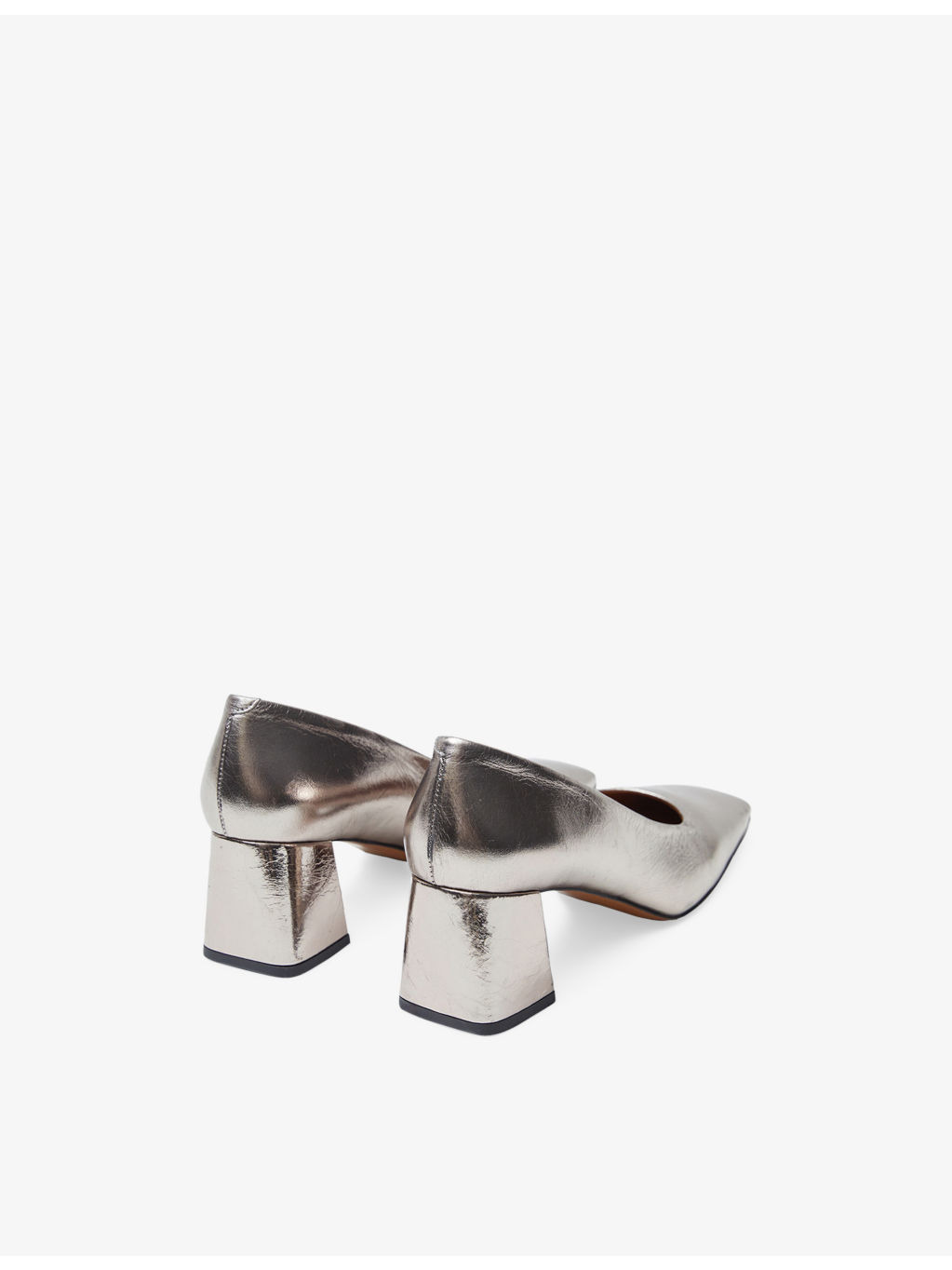 Metallic Leather Heeled Pumps - 4