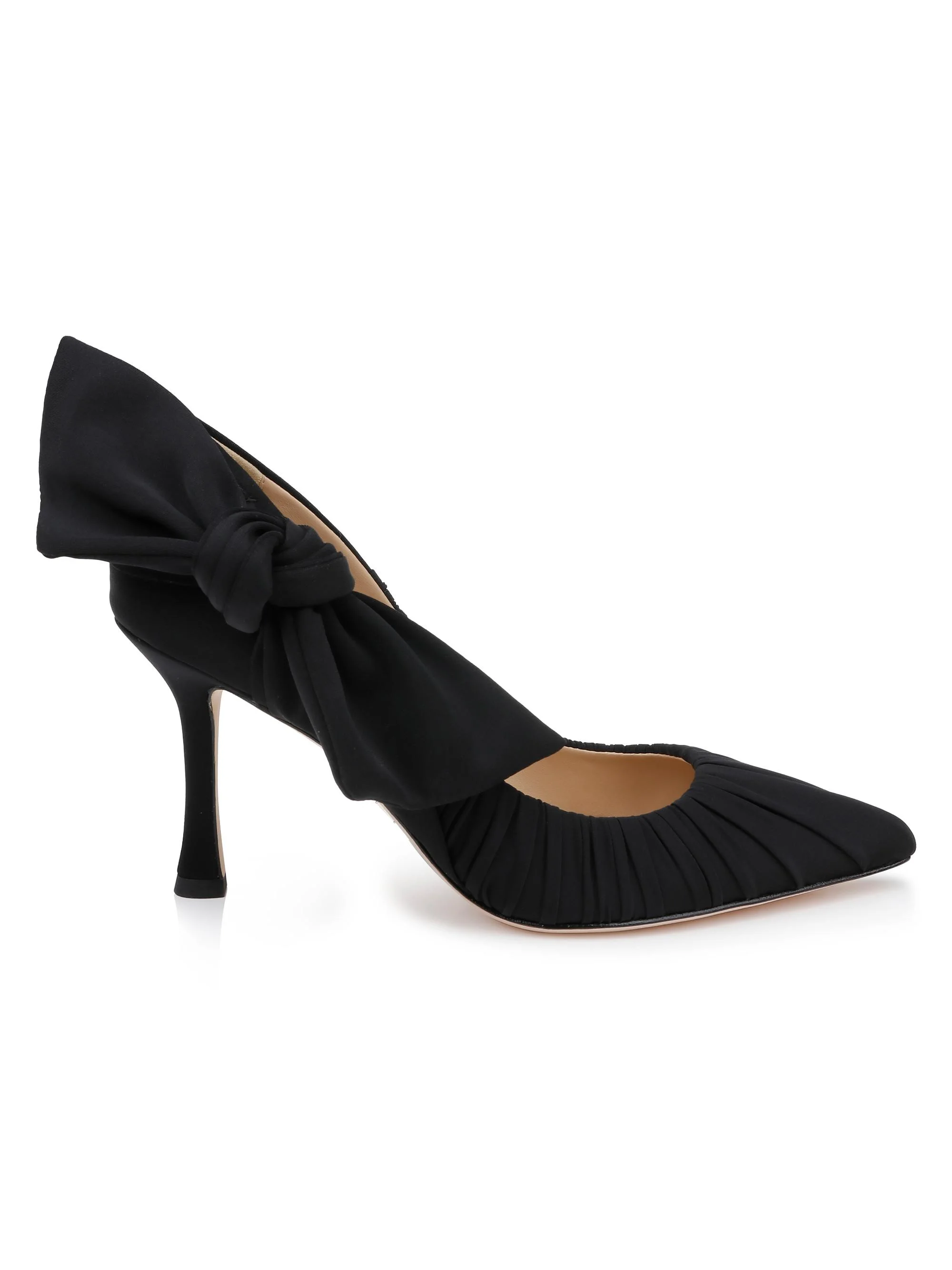 Women's Vanesa 85MM Pleated Satin Pumps - Black Fabric - 1