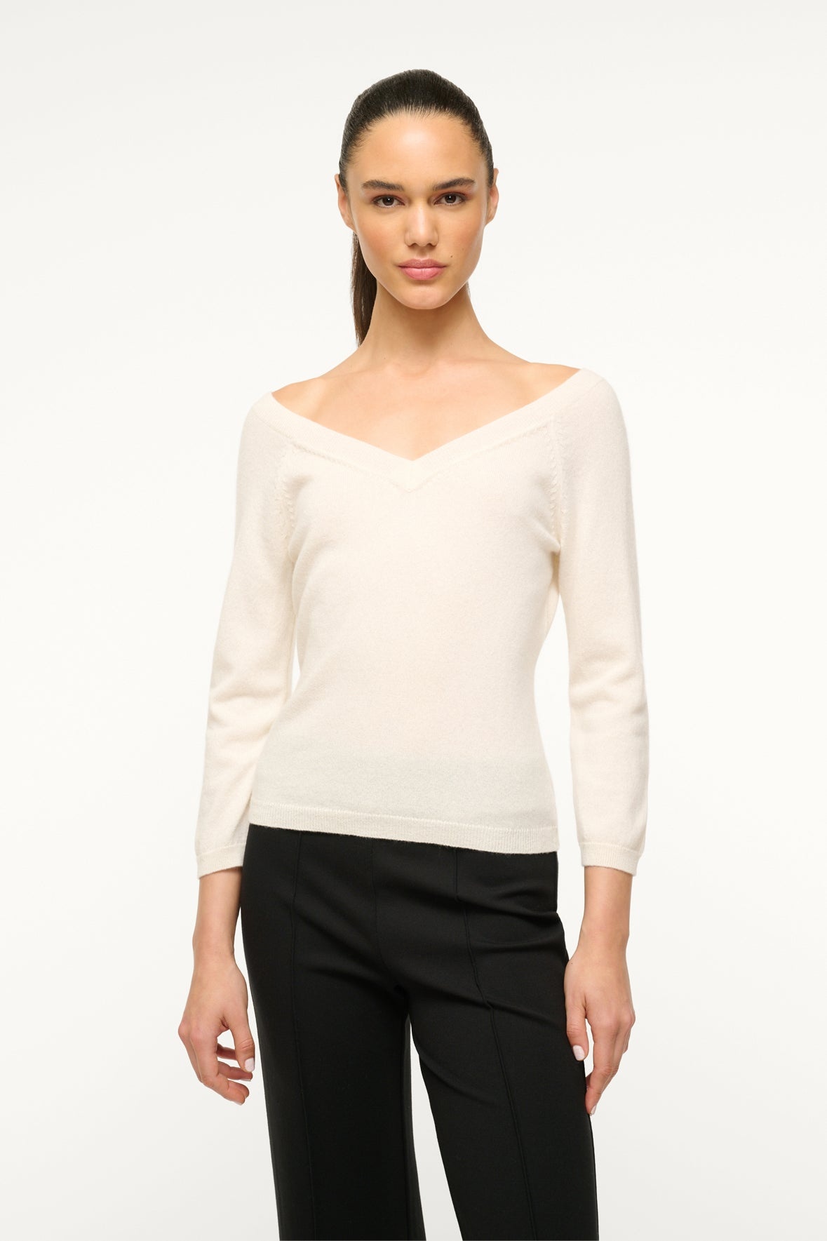 STAUD MICK CASHMERE SWEATER IVORY - 2