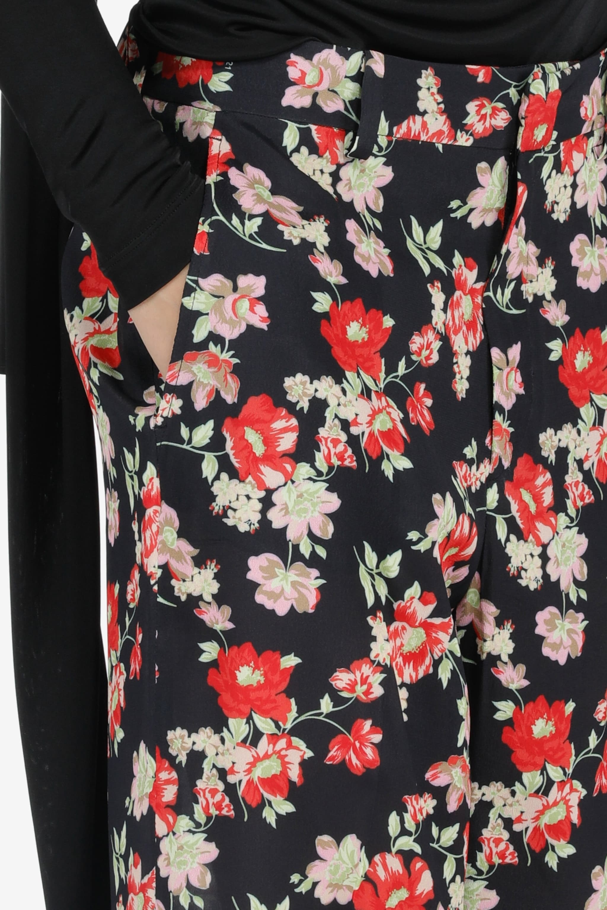 FLORAL-PRINT STRAIGHT-LEG TROUSERS - 5