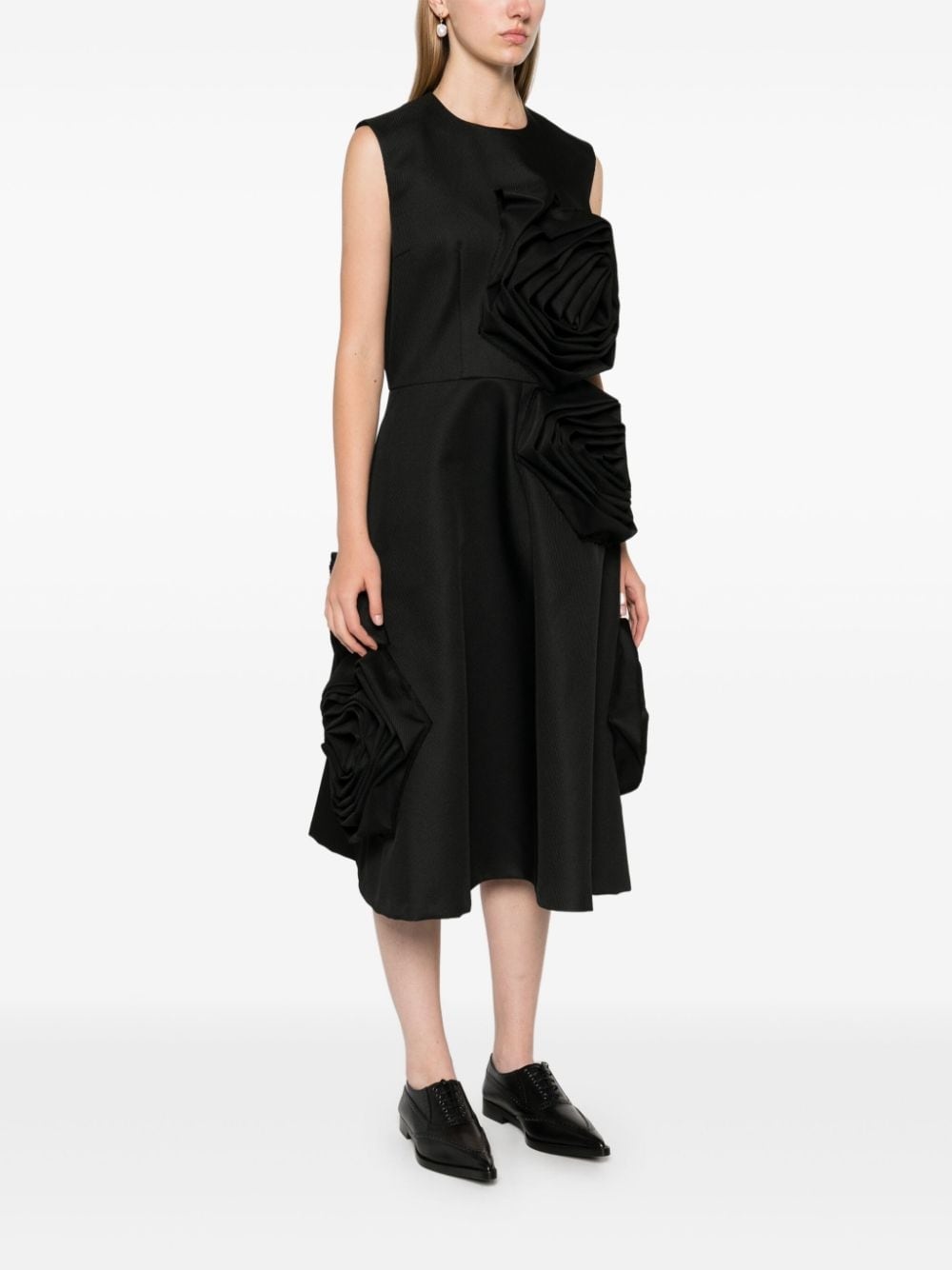 rose-appliqué midi skirt - 3