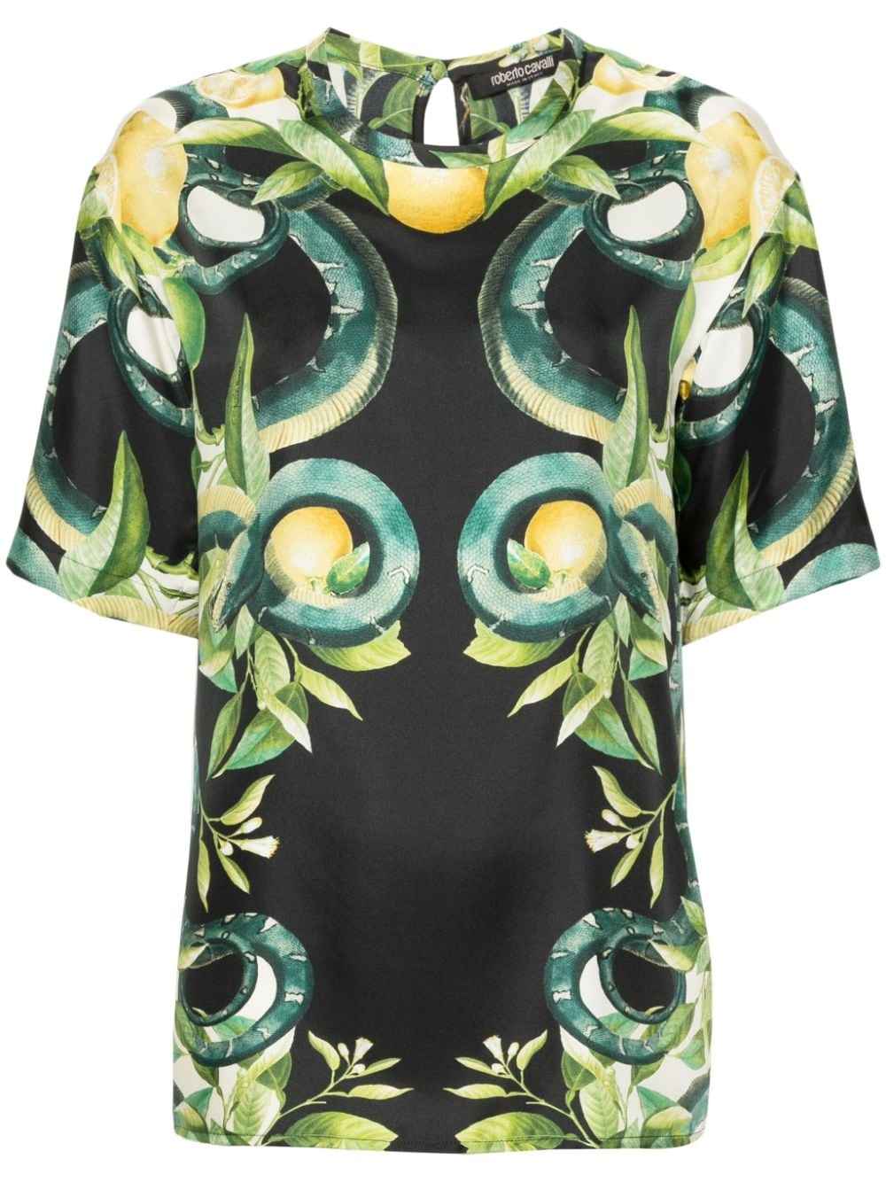 lemon-print silk blouse - 1