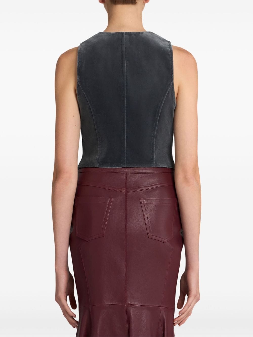 V-neck velvet waistcoat - 3
