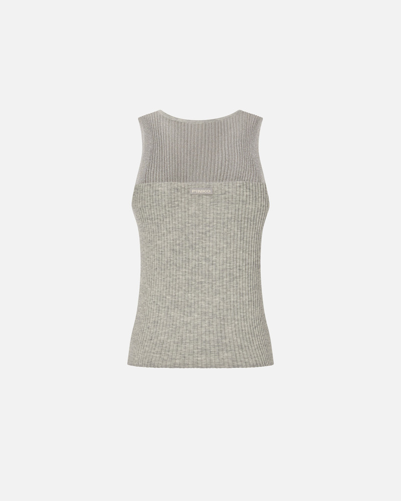 PINKO RIBBED SILK AND CASHMERE SLEEVELESS TOP outlook