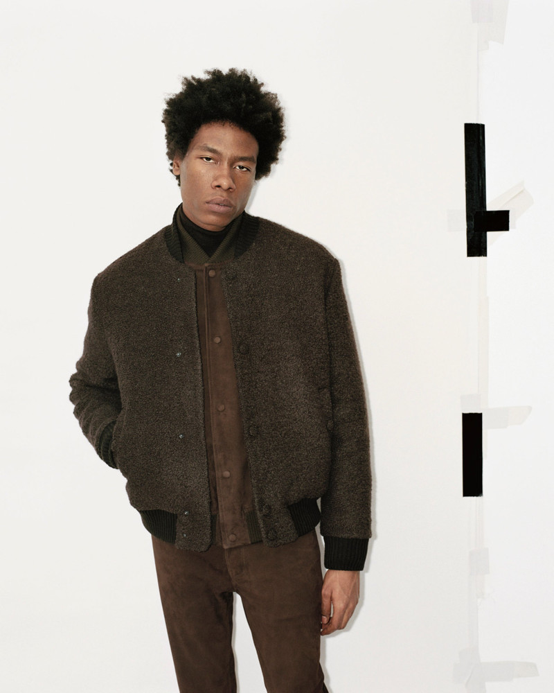 GABRIELA HEARST Brandon Bomber in Chocolate Recycled Cashmere Boucle outlook