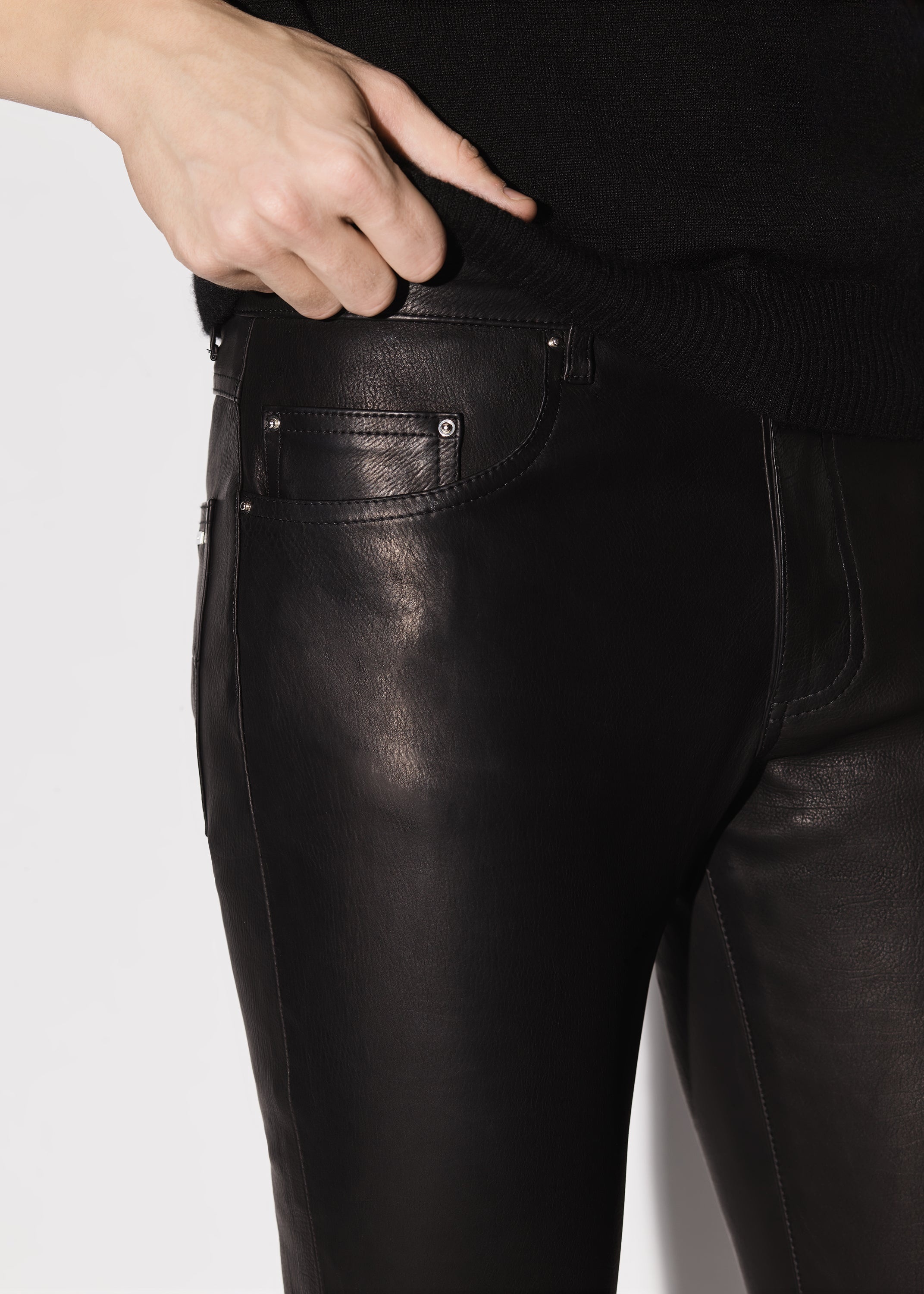 5 POCKET LEATHER PANT - 5