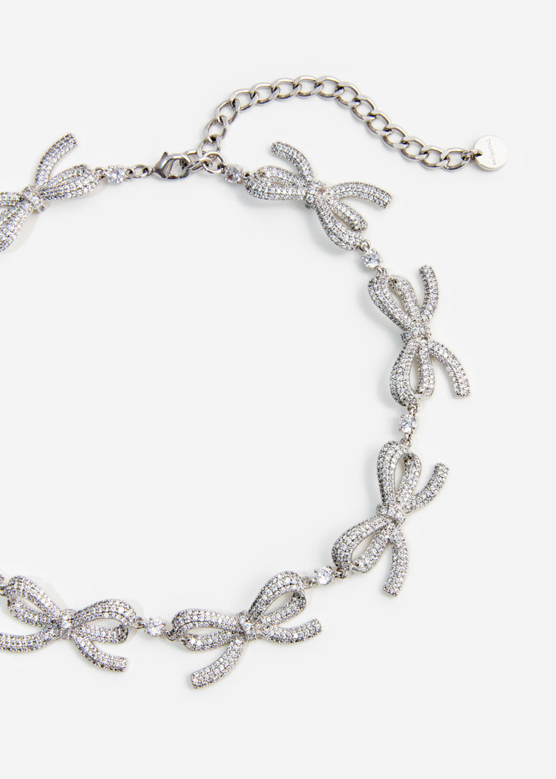 self-portrait Crystal Bows Necklace outlook