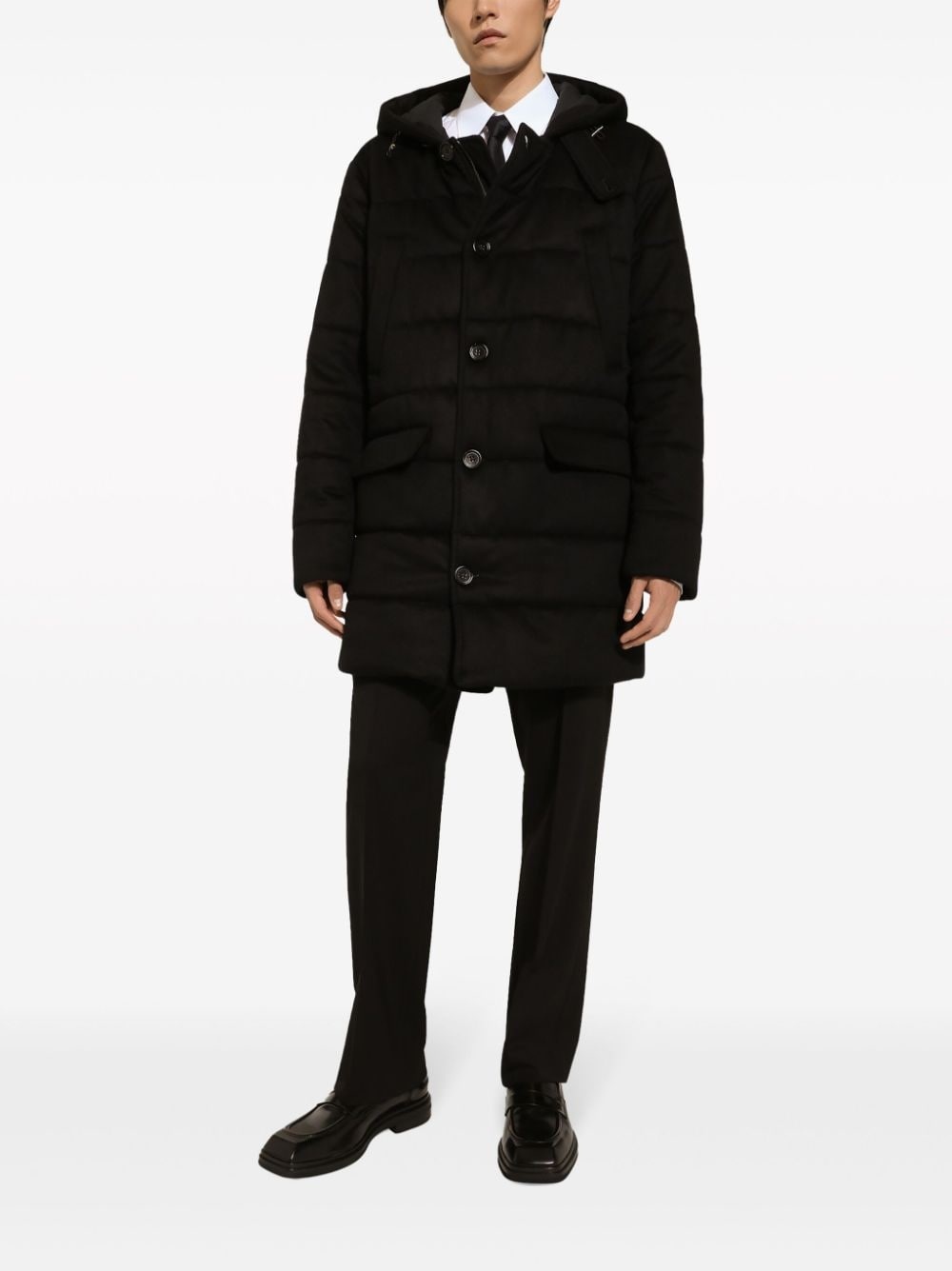 quilted cashmere single-breasted coat - 2