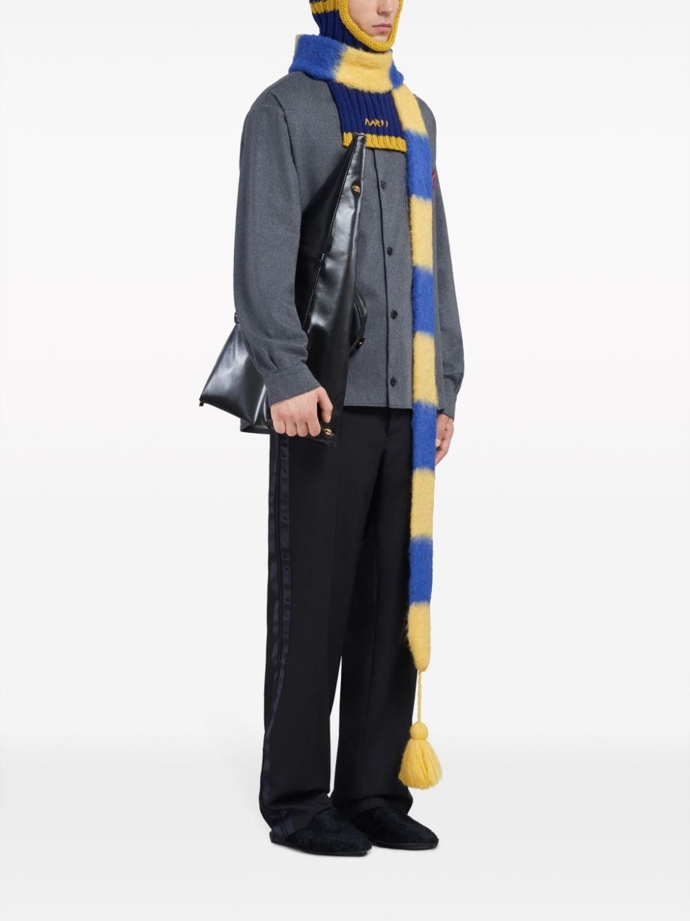 satin-stripe trim trousers - 3