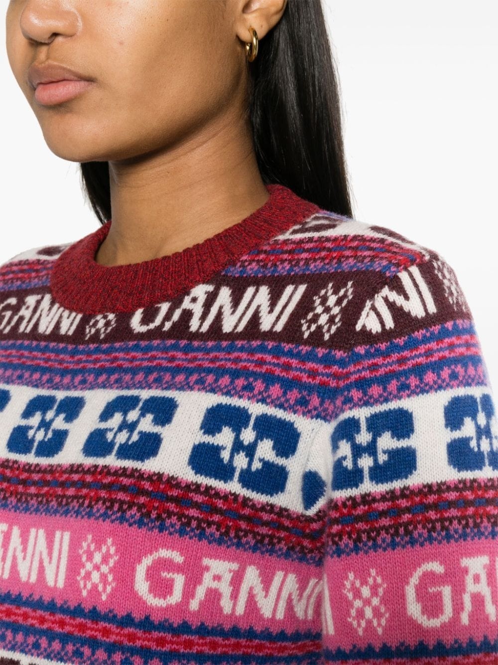 intarsia-knit crew-neck jumper - 5