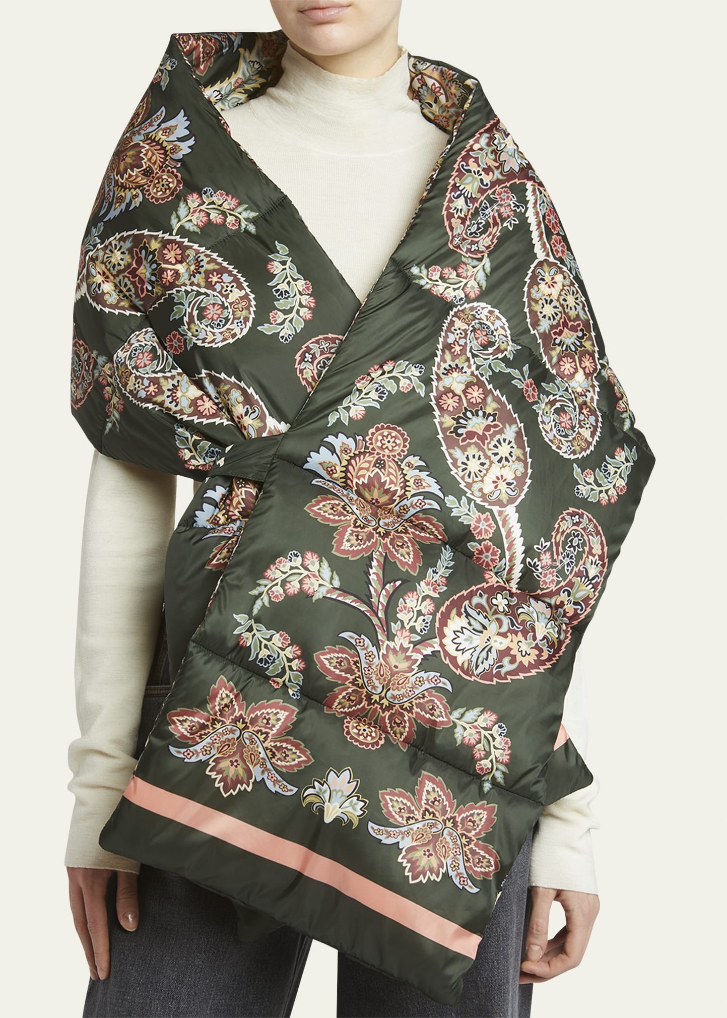 Paisley Quilted Wool-Blend Scarf - 3