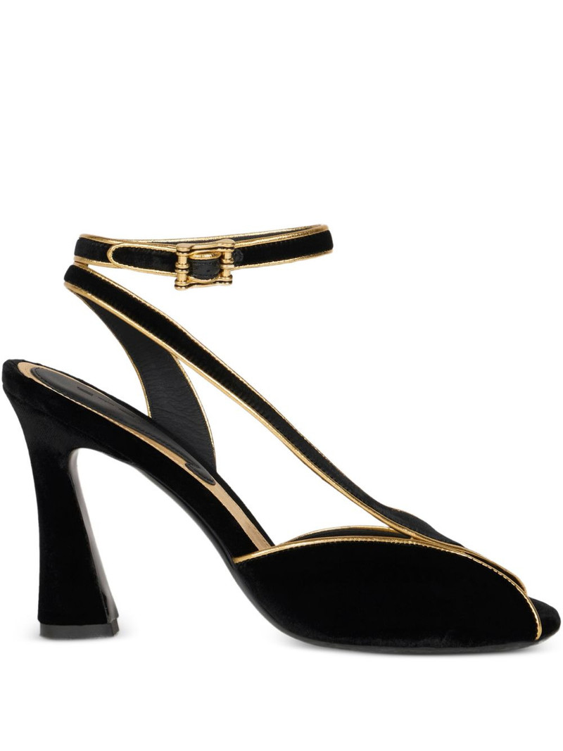 90mm metallic-trim velvet high-heeled sandals 1