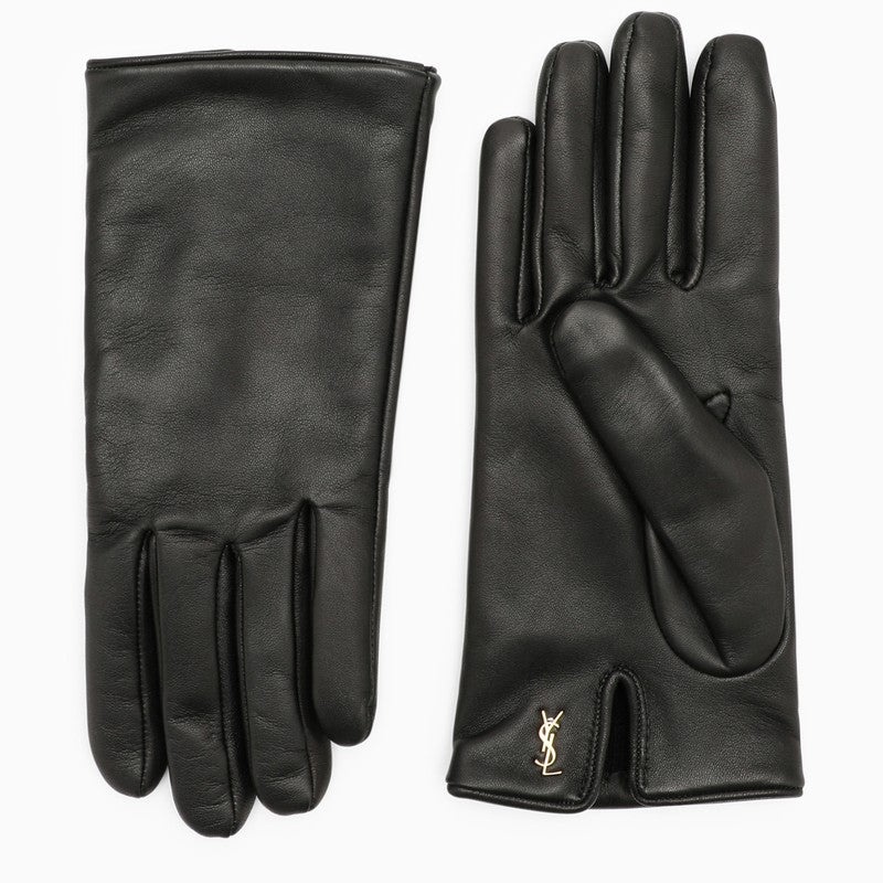 Saint Laurent Black Nappa Leather Gloves Women - 1