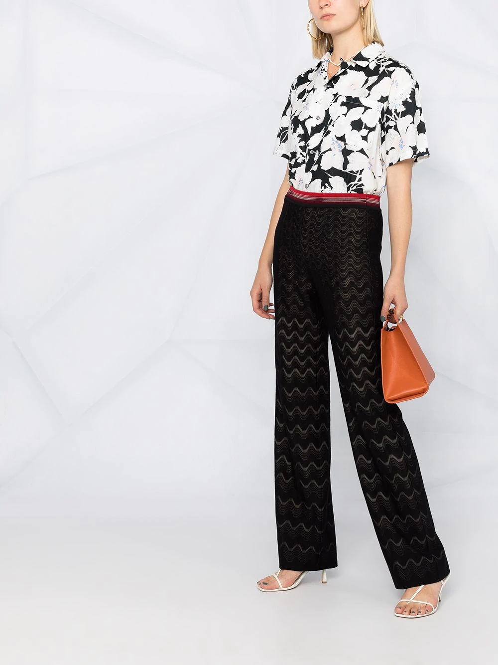 geometric-pattern knit trousers - 6