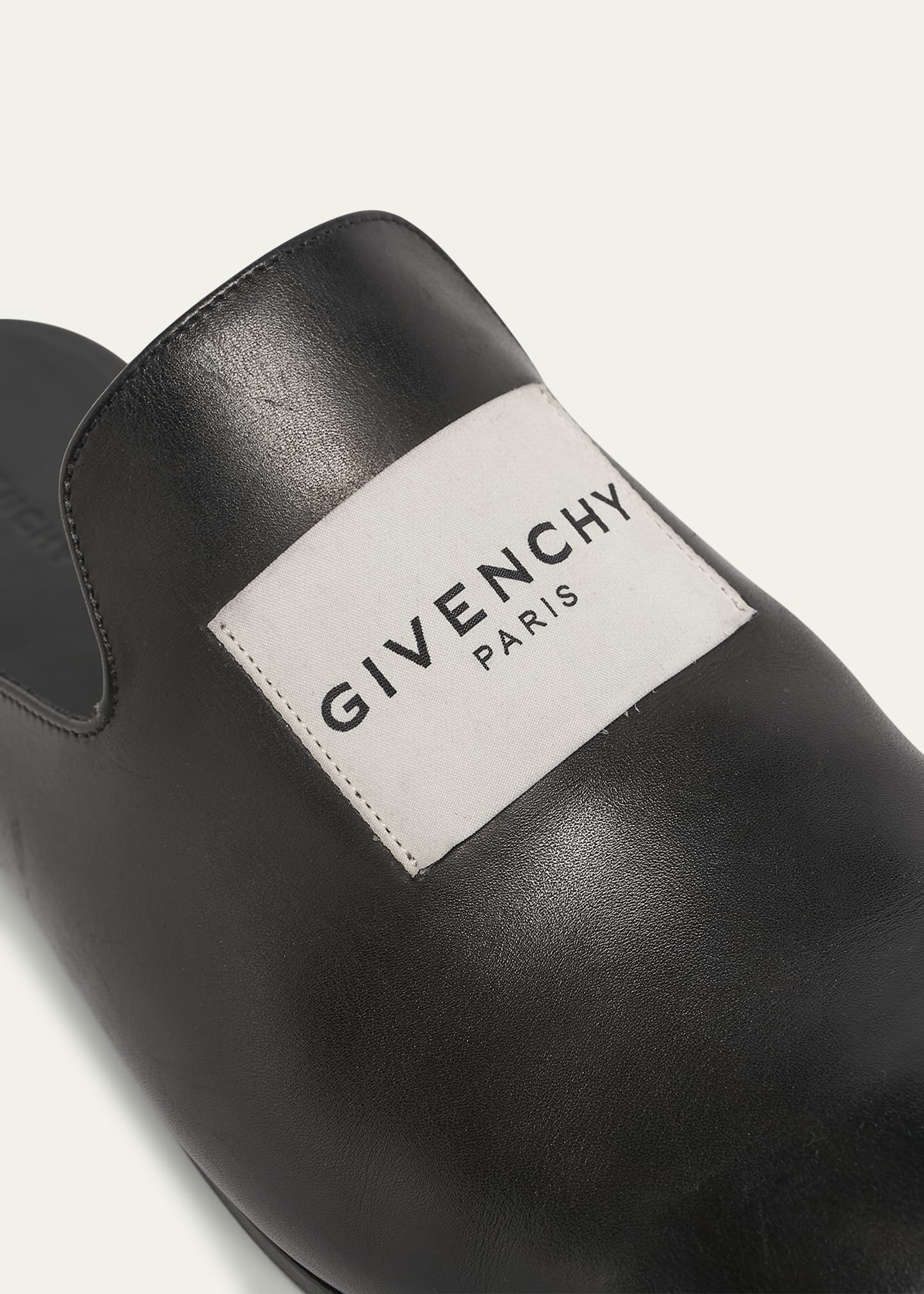 Men's Label Leather Mule Slides - 6