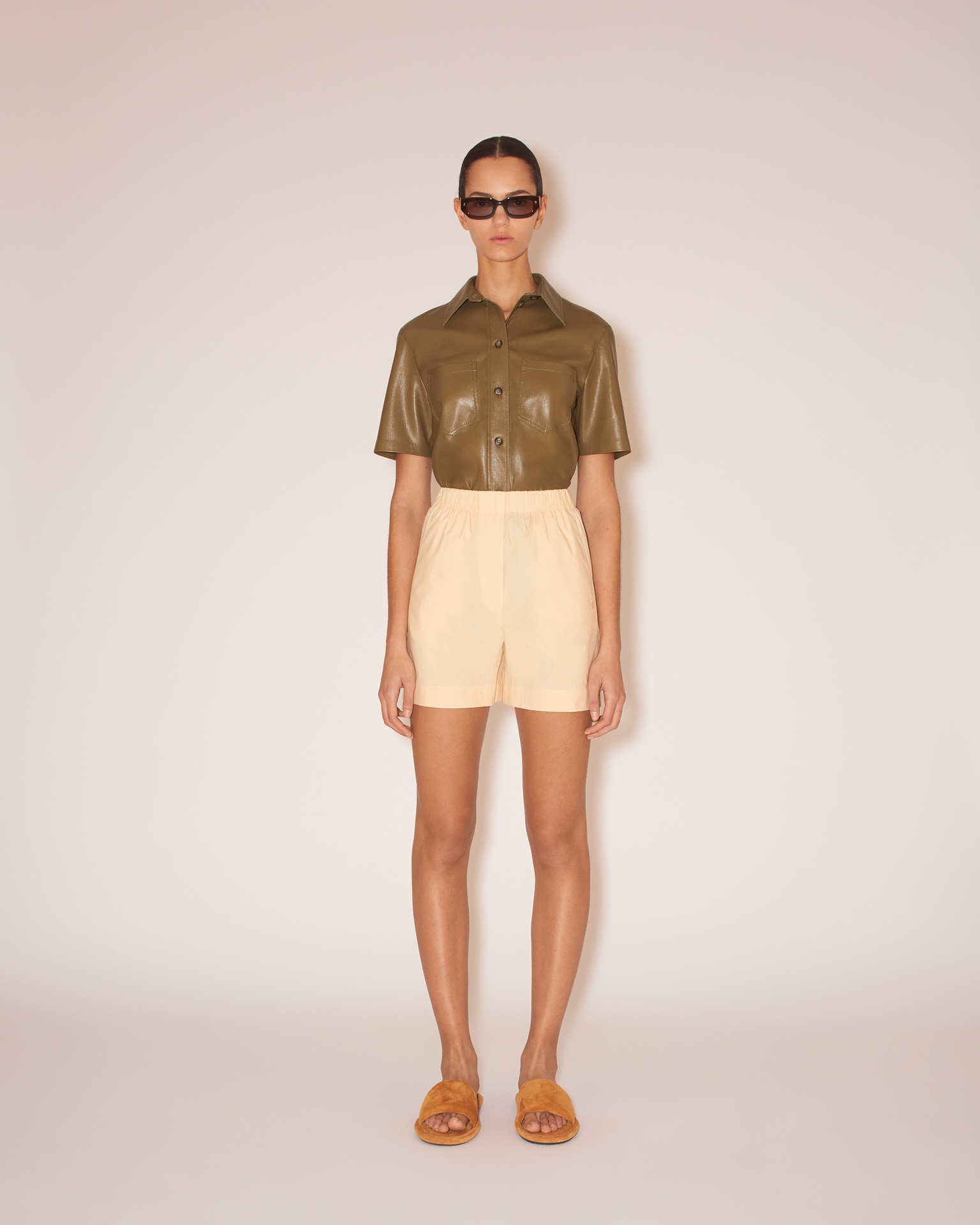 MEGAN - Light poplin shorts - Eggshell - 3